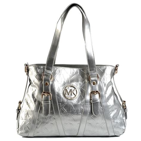 michael kors handtasche türkis|Michael Kors silver satchel handbag.